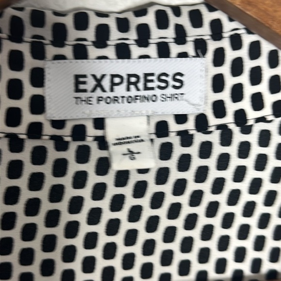 EXPRESS the portofino shirt size large blue floral dots business work office - Picture 4 of 7